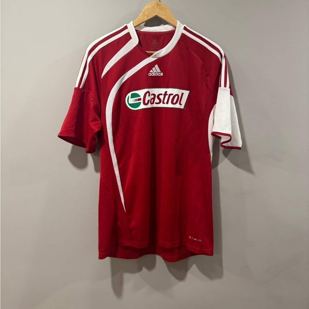 Vtg. Adidas Castrol Motor Oil Football Soccer Jersey